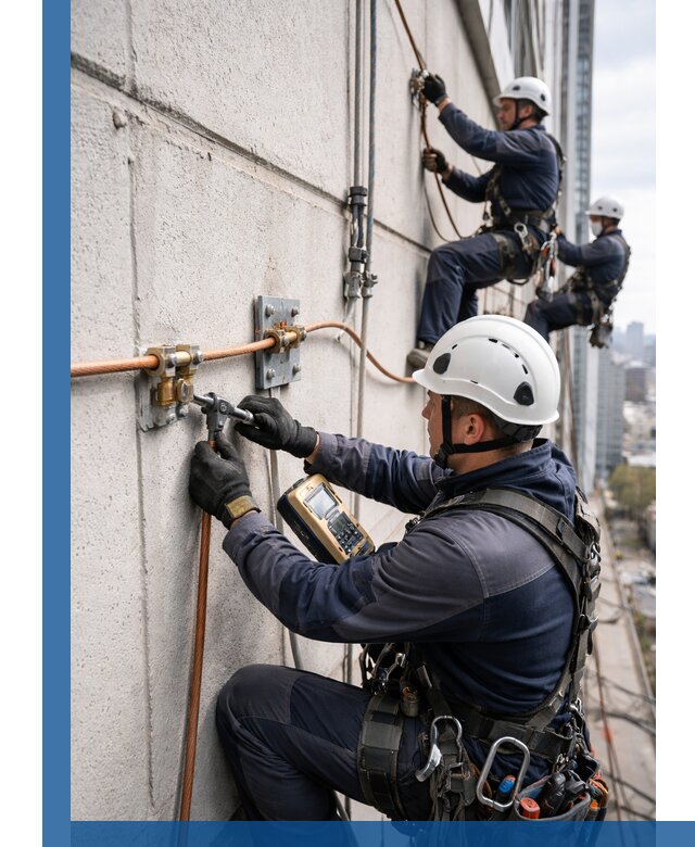 Монтаж системы заземления здания и молниезащиты в Евпатории