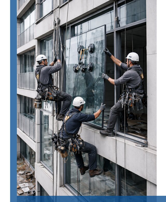 Фасадное остекление и монтаж витражей зданий в Евпатории под ключ