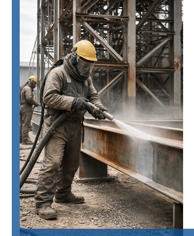 Пескоструйная очистка металлоконструкций в Евпатории промышленная