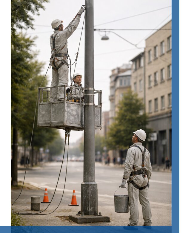 Покраска опор освещения в Евпатории от 5267 р. | ВЫСОТНИК-Евп
