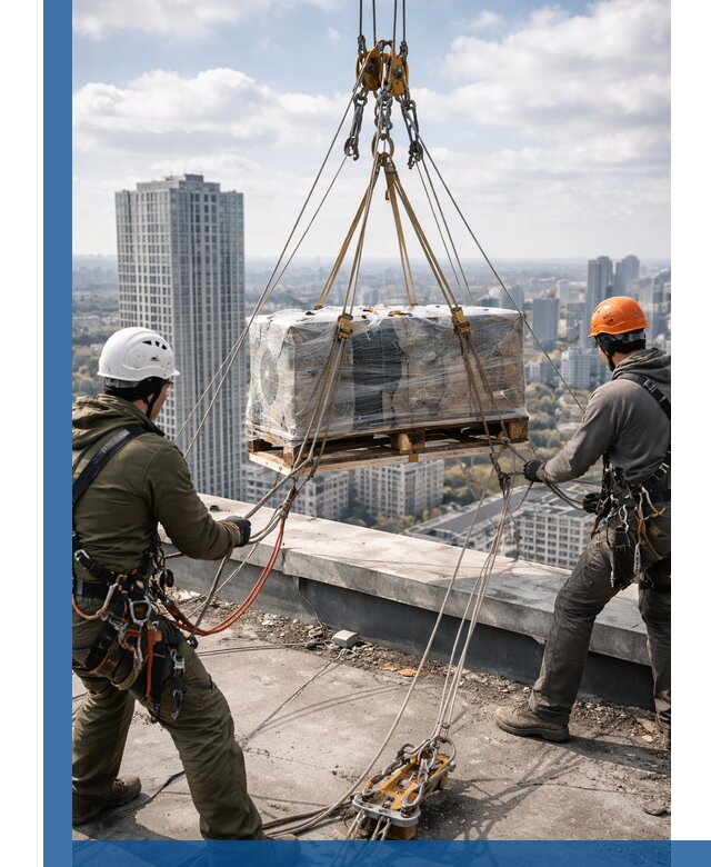 Подъем и монтаж крупногабаритных грузов на крышу в Евпатории