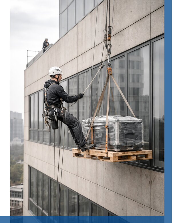 Спуск груза по фасаду в Евпатории от 3687 р. | ВЫСОТНИК-Евп