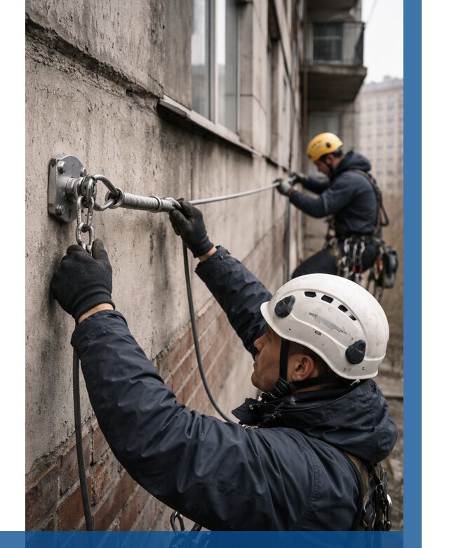 Монтаж анкерных линий в Евпатории от 3160 р. | ВЫСОТНИК-Евп