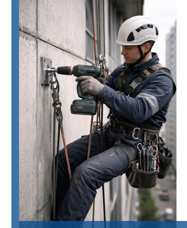 Установка анкерных точек для высотных работ в Евпатории