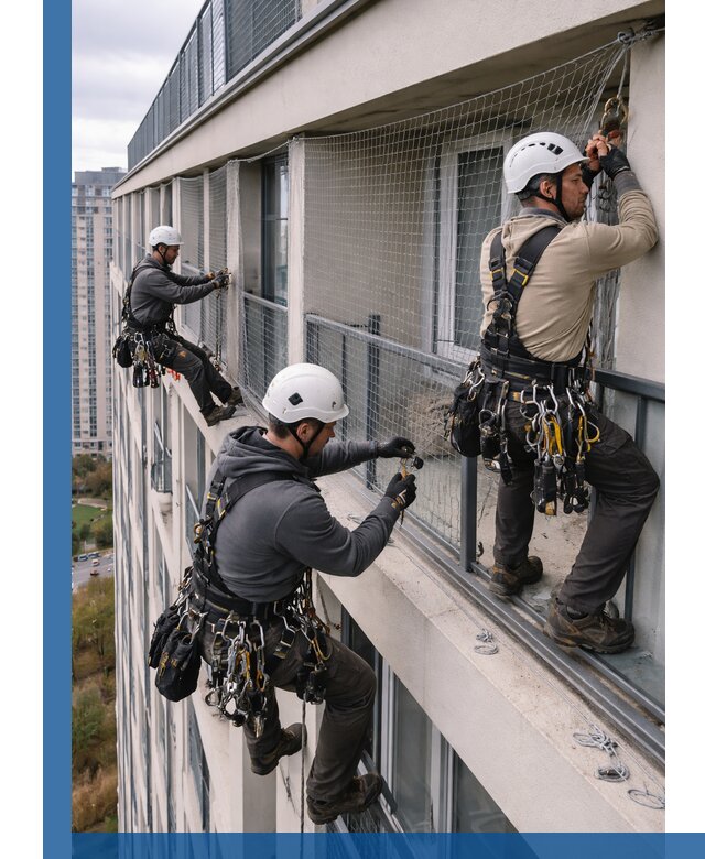 Профессиональный монтаж защитной сетки от птиц в Евпатории